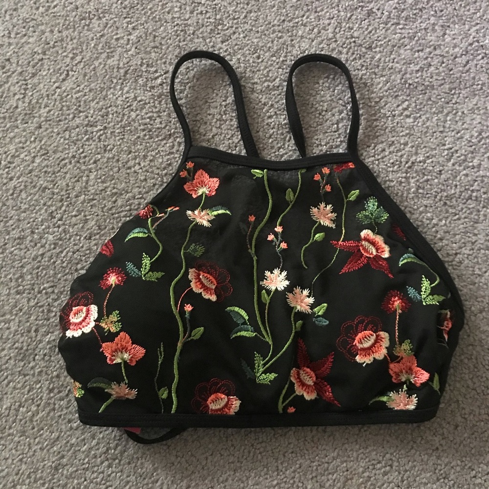 Embroidered bikini top